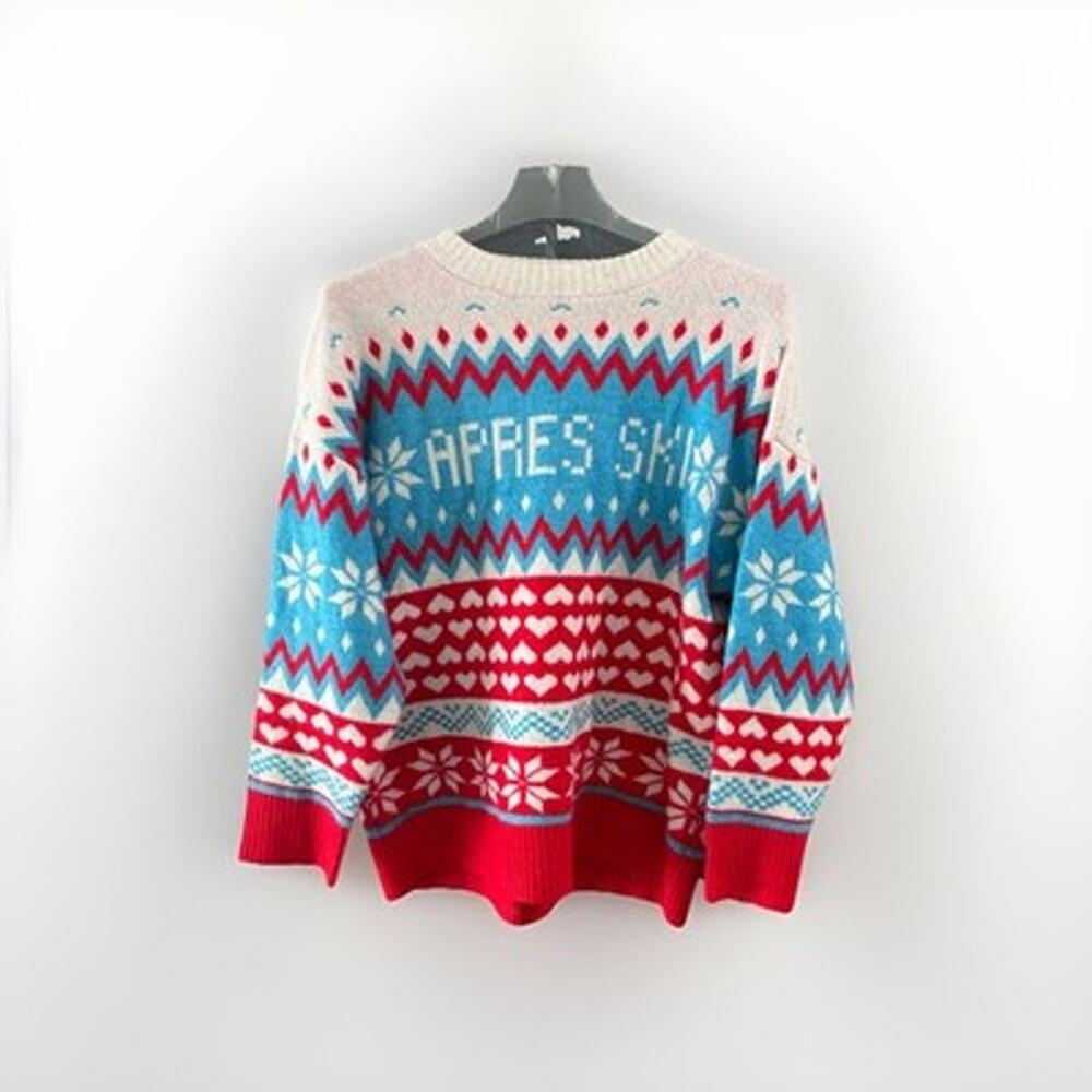 ASOS Design Aspres Ski Holiday Christmas Winter Sweater Size 10 Snowflakes Heart